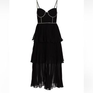 Self-Portrait Bustier Tiered Chiffon Midi-Dress 6